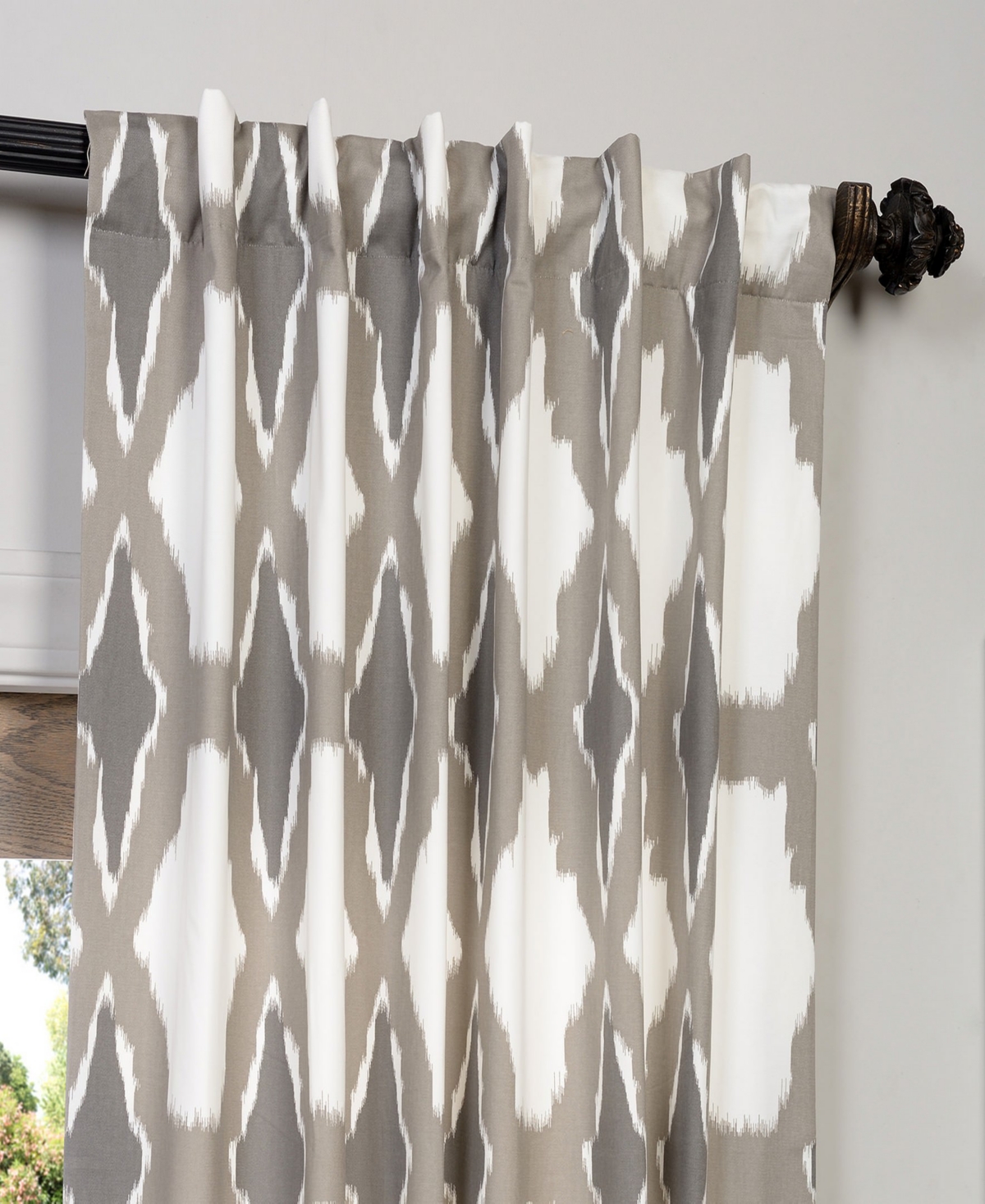 Half Price Drapes Sorong Geometric Printed Cotton Room Darkening Curtain