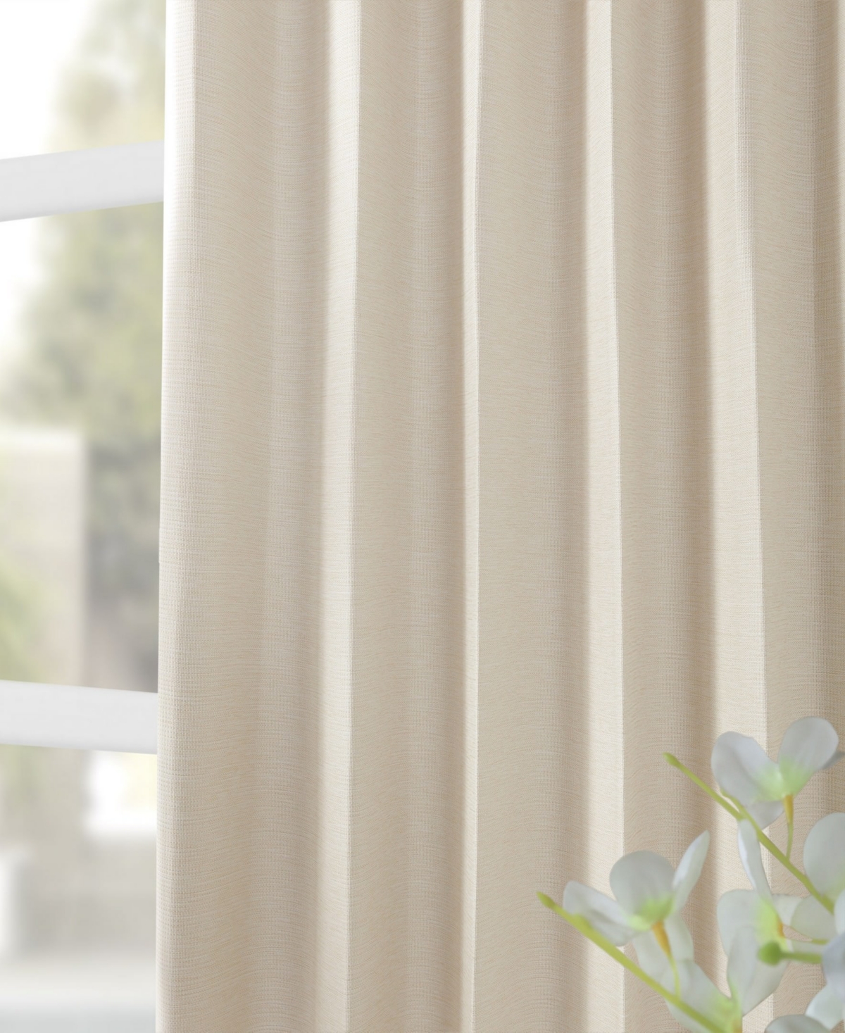 Half Price Drapes Oat Cream Textured Bellino Room Darkening Curtain In Cream
