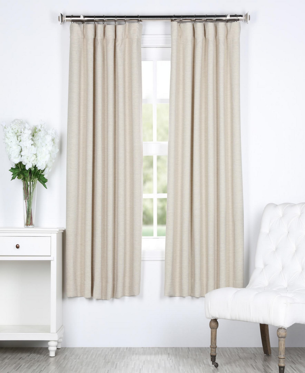 Oat Cream Textured Bellino Room Darkening Curtain - Cream