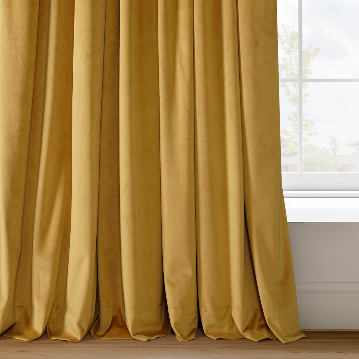 Half Price Drapes Fool's Gold Signature Velvet Blackout Curtain
