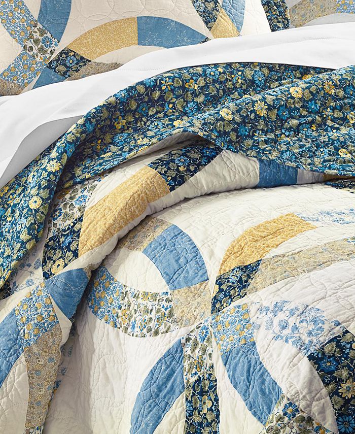 Martha Stewart Collection CLOSEOUT! Wedding Rings Blue Full/Queen Quilt