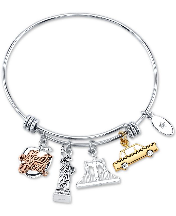 Unwritten New York State Adjustable Bangle Bracelet in Stainless