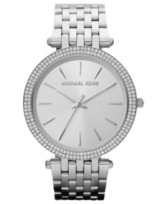 white and silver michael kors watch