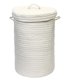 Ticking Solid Braided Hamper with Lid