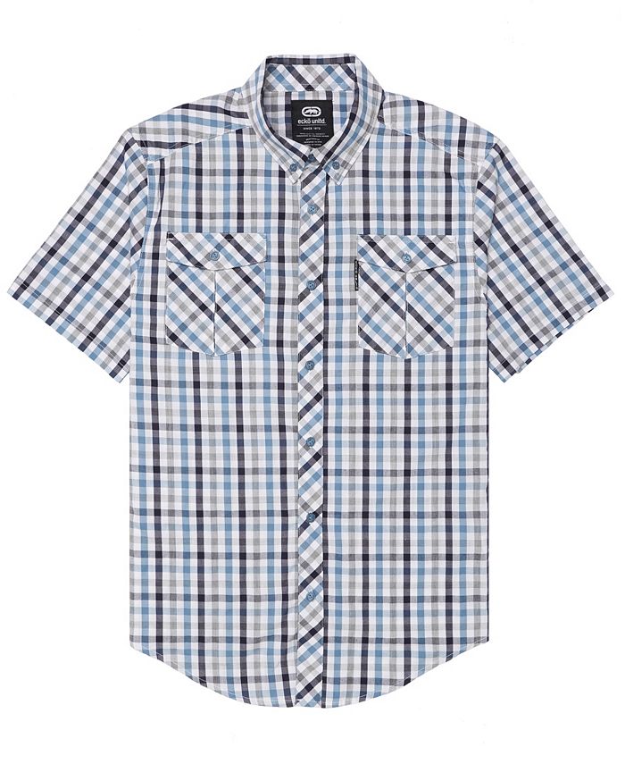 2 boys DRESS SHIRT LOT Ecko Unltd 7 red blue check Old Navy S orange