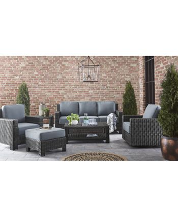 Furniture - 4-Piece Outdoor Seating Set: Sofa, 2 Swivel Club Chairs and Coffee Table