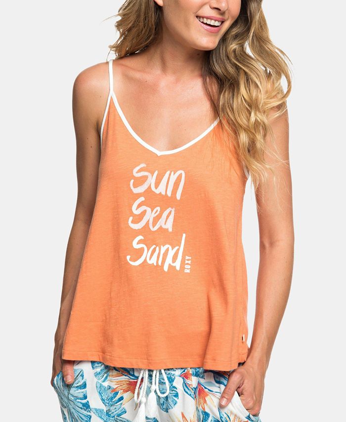 Roxy Juniors' Cotton Sun Sea Sand Graphic-Print Tank Top - Macy's