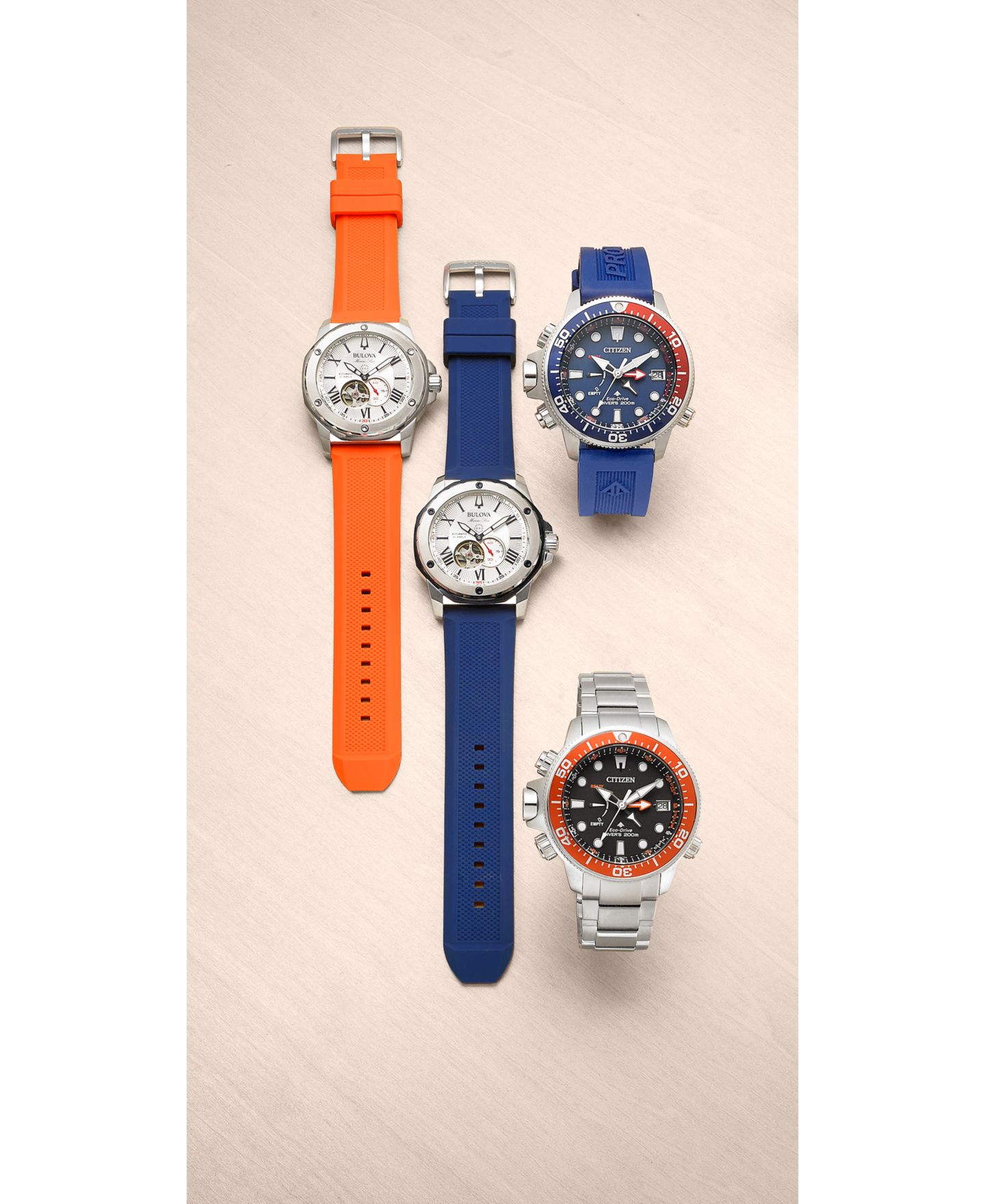 Мужские часы Bulova Automatic Marine Star Orange Silicone Strap Watch 45mm, цвет: Оранжевый / Белый — фото 7