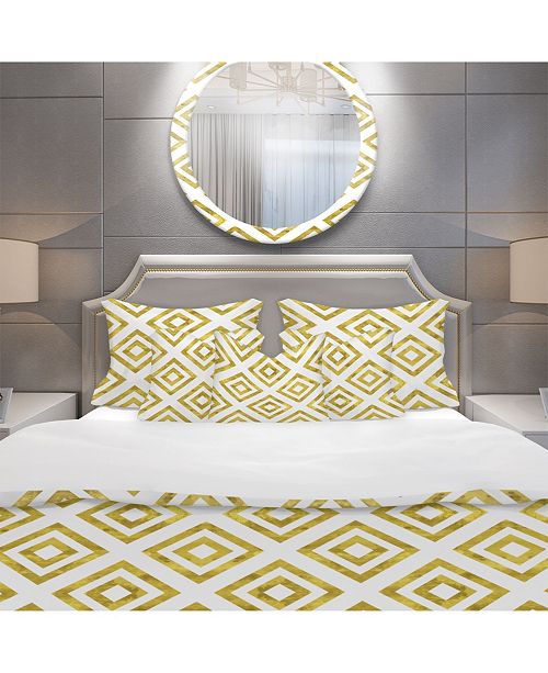 Design Art Designart White And Gold Pattern Mid Century Modern