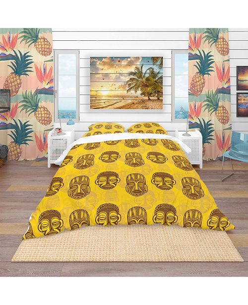 Design Art Designart Pattern Of Tribal Masks Tropical Duvet