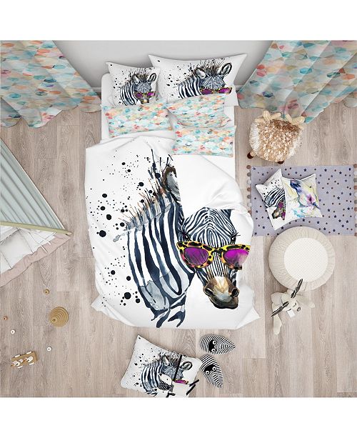 Funny Zebra Watercolor Modern And Contemporary Duvet Cover