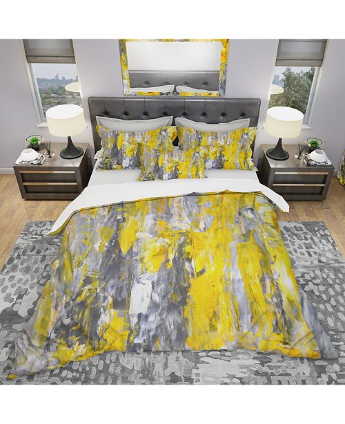 Design Art Designart Grey And Yellow Abstract Pattern Modern And