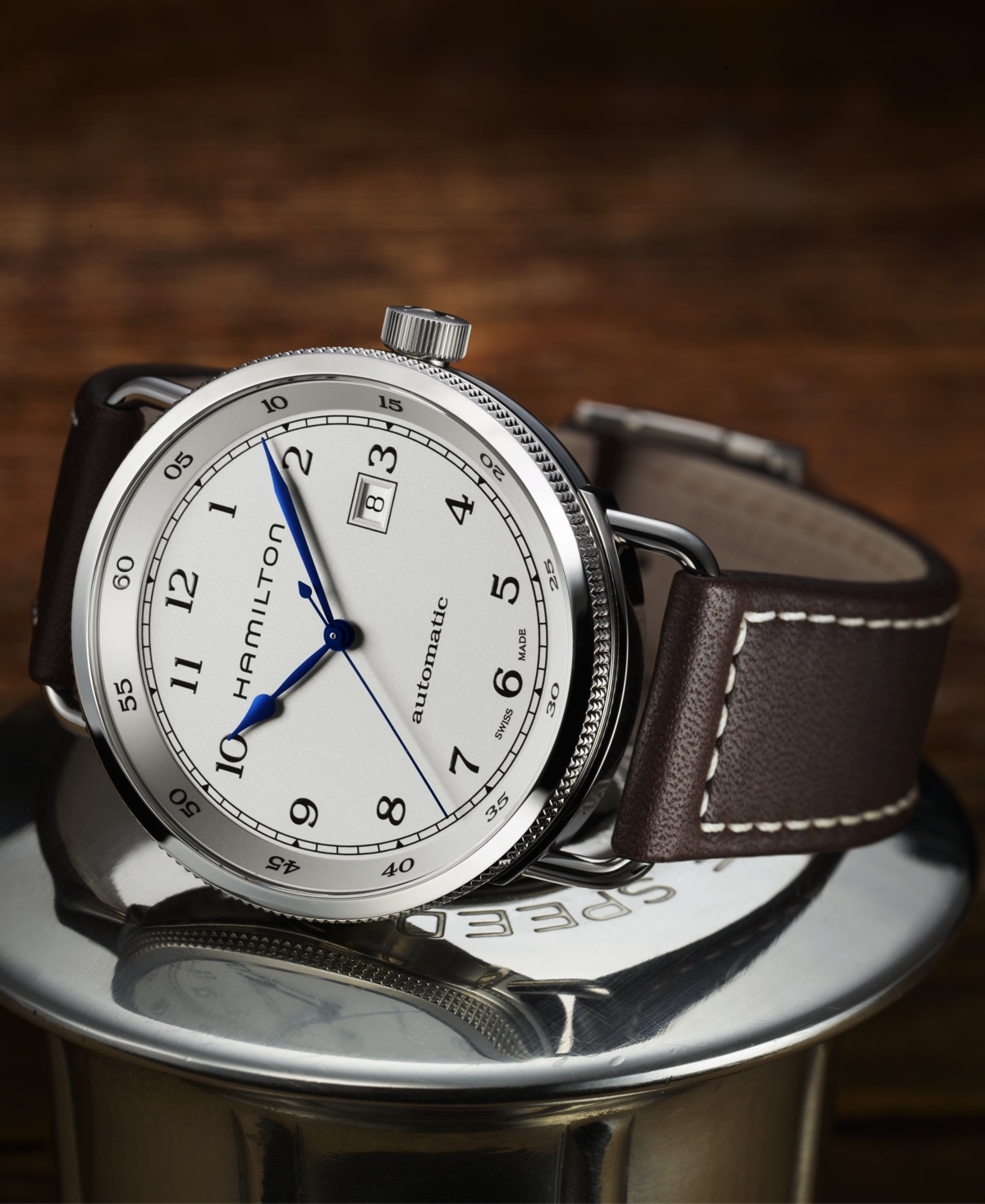 Hamilton Men's Swiss Automatic Khaki Navy Pioneer Brown Leather Strap Watch 43mm H77715553 In No Color