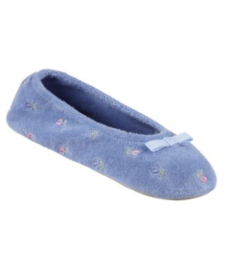 Isotoner Signature - Signature Terry Embroidered Floral Ballerina Slipper