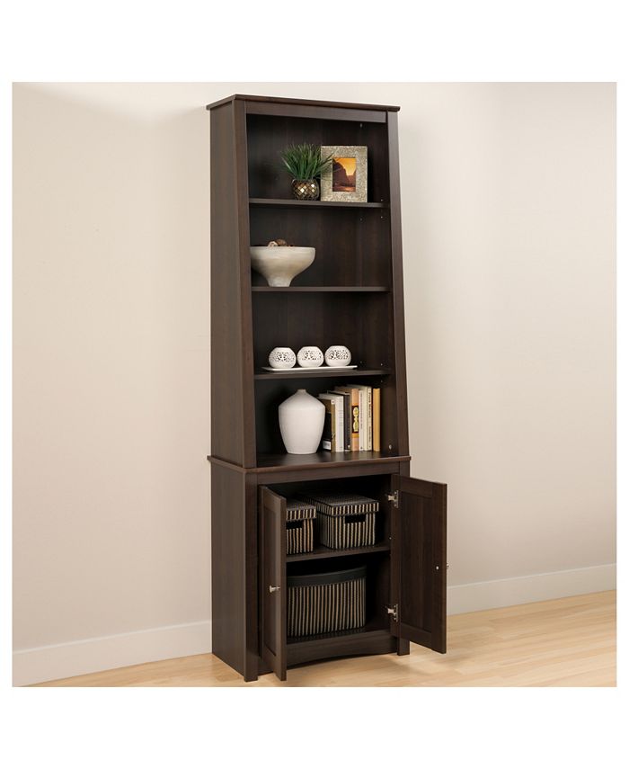 Prepac Tall SlantBack Bookcase with 2 Shaker Doors Macy's