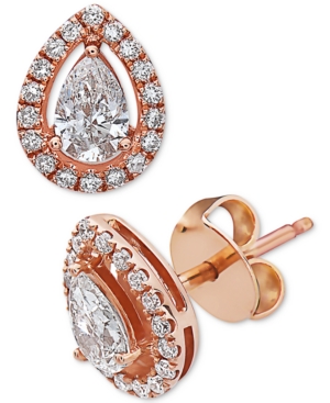 image of Effy Diamond Halo Stud Earrings (7/8 ct. t.w.) in 14k Rose Gold