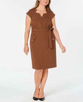 Kasper Plus Size Belted Dress & Reviews - Dresses - Women - Macy&#39;s