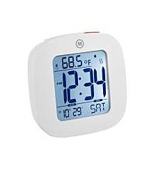Small Compact Alarm Clock with Repeating Snooze, Light, Date and Temperature