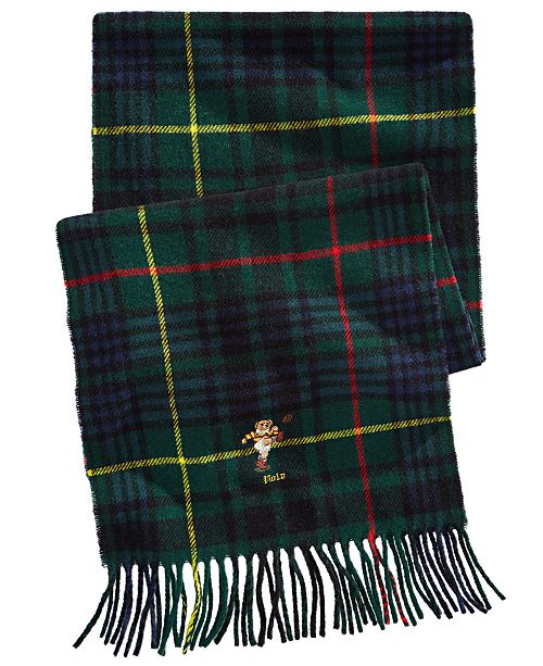 Polo Ralph Lauren Men S Embroidered Bear Tartan Scarf Reviews