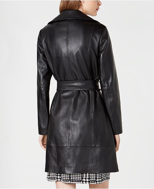 Jones New York Belted Leather Trench Coat & Reviews - Coats - Women ...