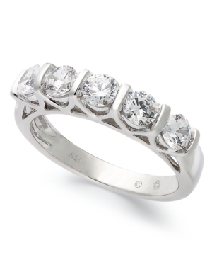 image of Certified Five-Stone Diamond Band Ring in 14k White Gold (1 ct. t.w.)