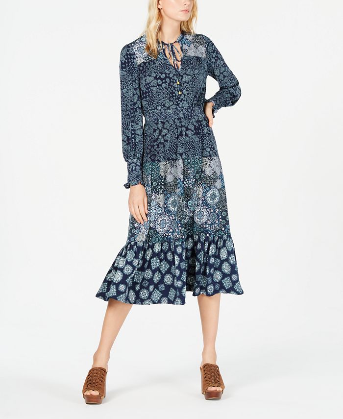 Michael Kors Multi-Print Peasant Dress, Regular & Petite Sizes - Macy's