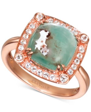 image of Le Vian Peacock Aquaprase (10mm) & Vanilla Topaz (1/4 ct. t.w.) Statement Ring in 14k Rose Gold