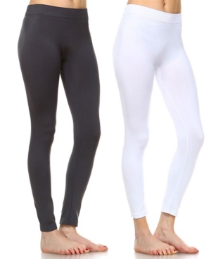 White Mark Pack of 2 Solid Leggings