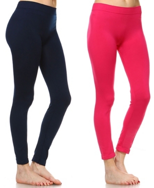 White Mark Pack of 2 Solid Leggings