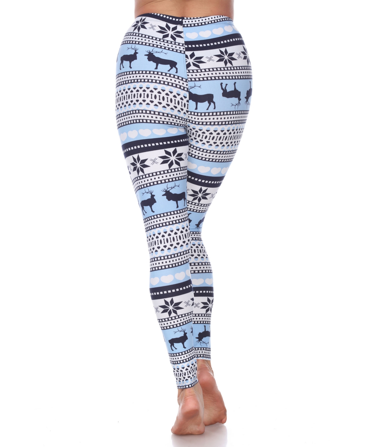 White Mark Women's One Size Fits Most Printed Leggings In Blue,white