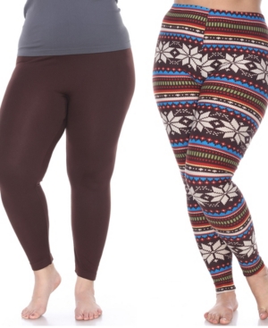 White Mark Pack Of 2 Plus Size Leggings In Brown Brow