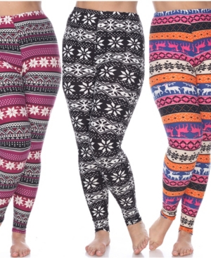 White Mark Pack of 3 Plus Size Leggings