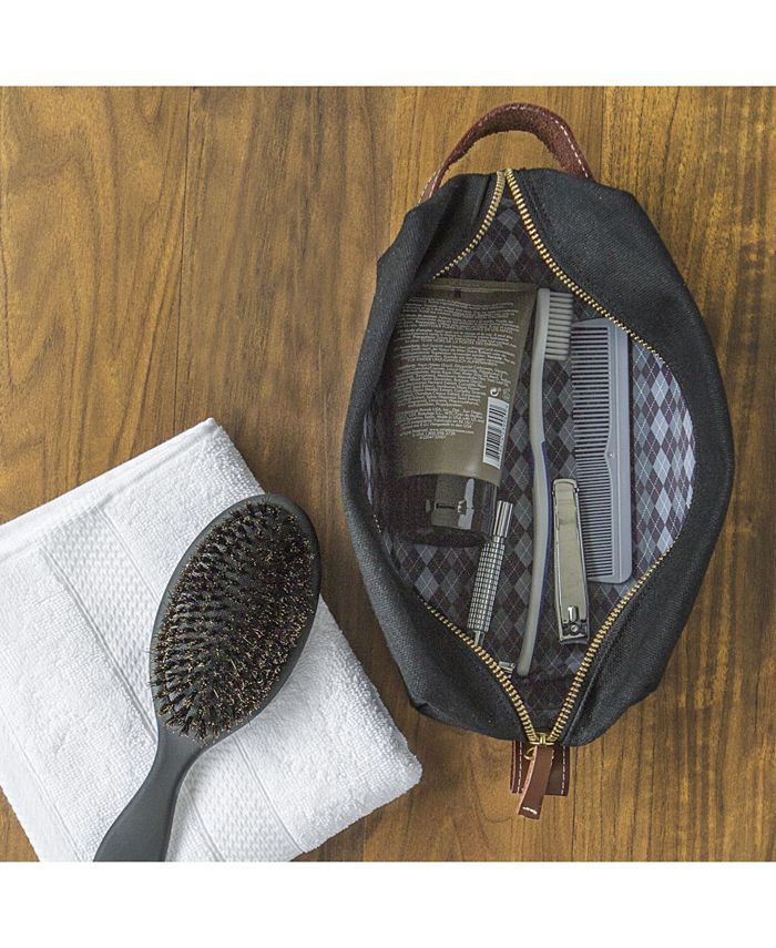 Cathy's Concepts Personalized Men’s Waxed Canvas and Leather Dopp Kit