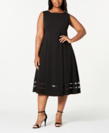 Plus Size Illusion Fit & Flare Dress 