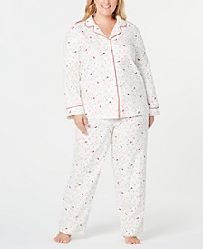 Plus Size Cotton Flannel Pajamas Set, Created for Macy's
