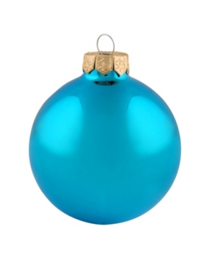 Whitehurst 1.5" Glass Christmas Ornaments In Turquoise Shiny