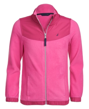 image of Nautica Big Girls Mock-Neck Polar Fleece Zip-Up Jacket