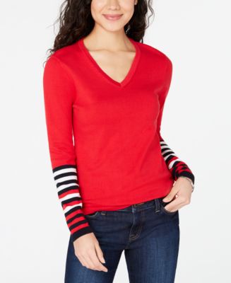 Tommy Hilfiger Cotton Solid & Striped Sweater, Created for Macy's - Macy's