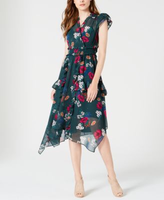 Calvin Klein Surplice Floral Dress 