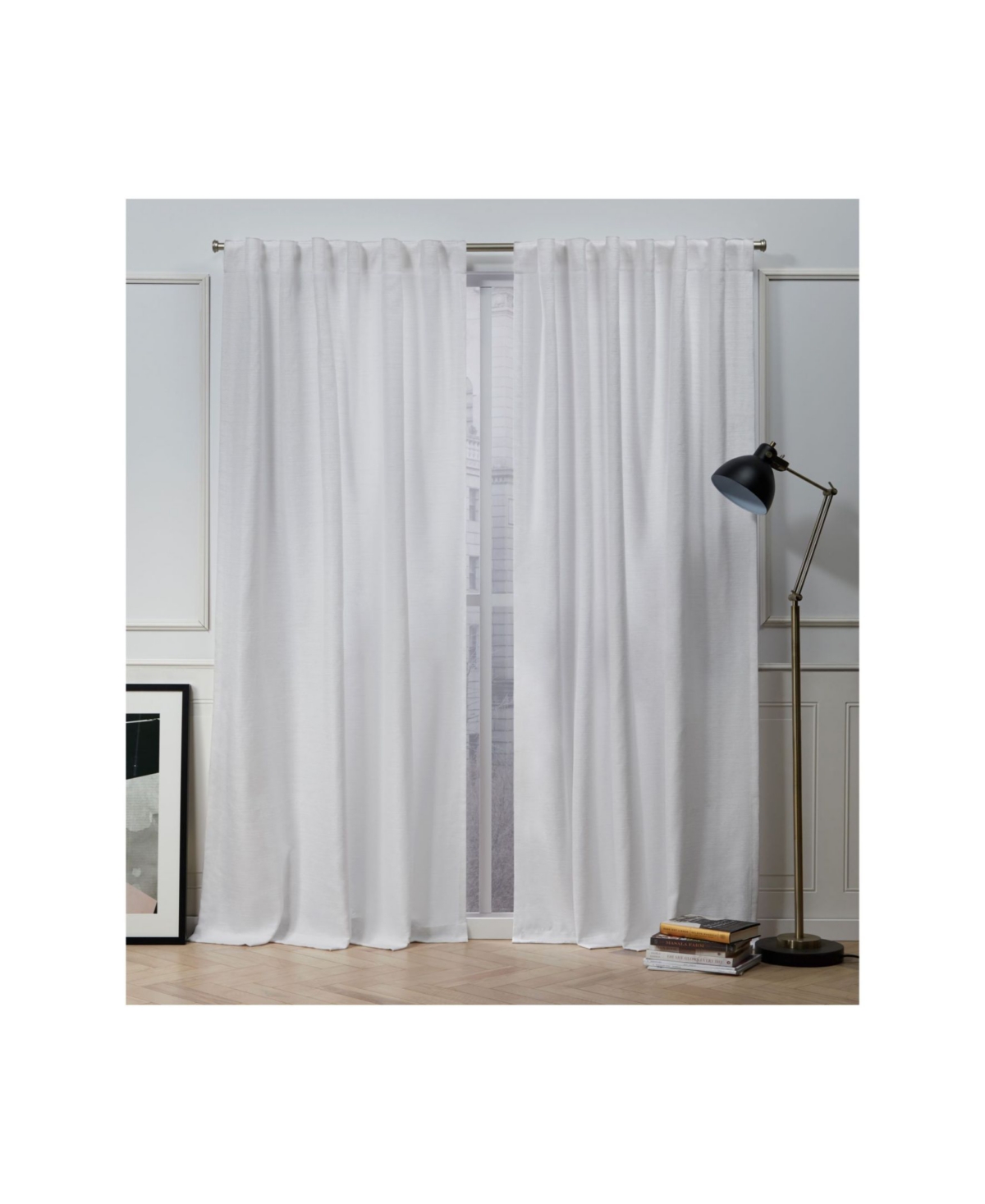 Mellow Slub Textured Hidden Tab Top 54" X 84" Curtain Panel Pair - Dark Grey