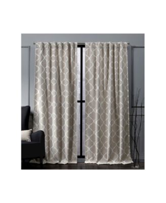 Treillage Woven Blackout Hidden Tab Top 52" X 96" Curtain Panel Pair