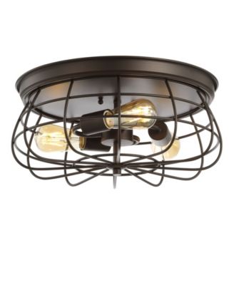Calvia 15.7" 3-Light Farmhouse Metal Cage Flush Mount