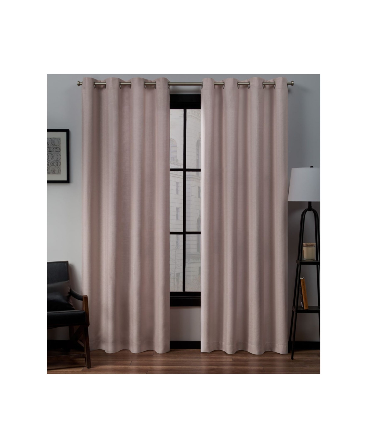 Loha Linen Grommet Top Window Curtain Panel Pair, 54" x 108" - Natural