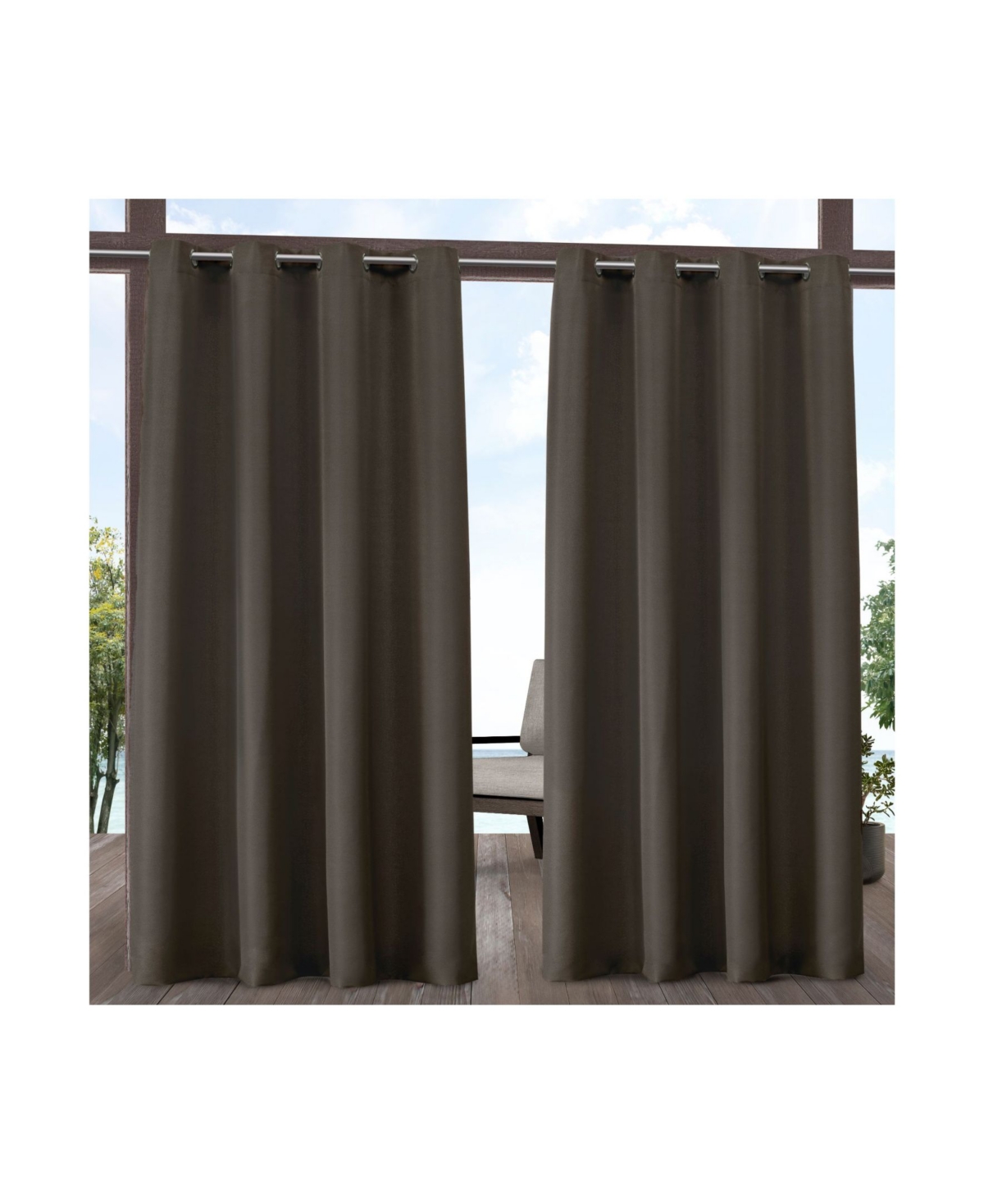 Exclusive Home Indoor/Outdoor Solid Cabana Grommet Top Curtain Panel Pair, 54