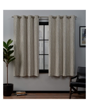 Exclusive Home Forest Hill Woven Blackout Grommet Top Window Curtain Panel Pair, 52" X 63" In Natural