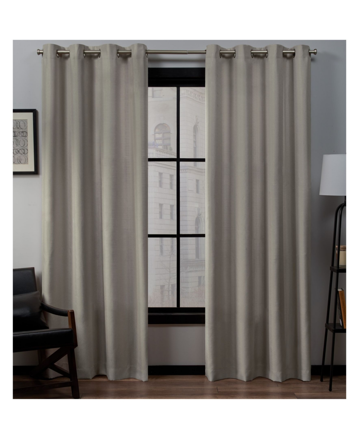 Loha Linen Grommet Top Window Curtain Panel Pair, 54" x 108" - Natural