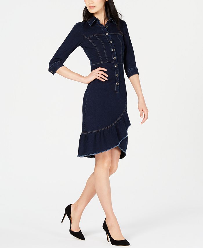 Nanette Lepore Ruffled Denim Dress, Created for Macy's & Reviews ...