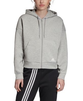 grey adidas zip hoodie women's