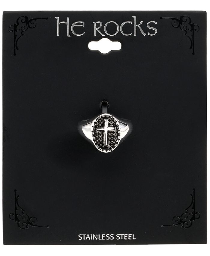 He Rocks - Round Cross Ring in Stainless Steel