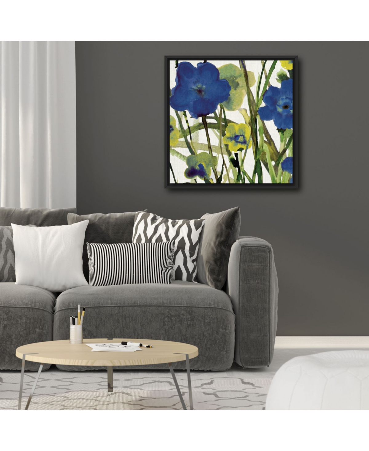 Courtside Market Picking Flowers I Canvas Wall Art with Float Moulding
